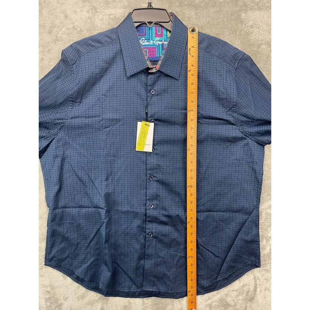 NWT‎ Robert Graham Men's Callaghan Shirt 3XL Blue Classic Fit Long Sleeve